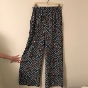 Patterned Wide Leg Pants